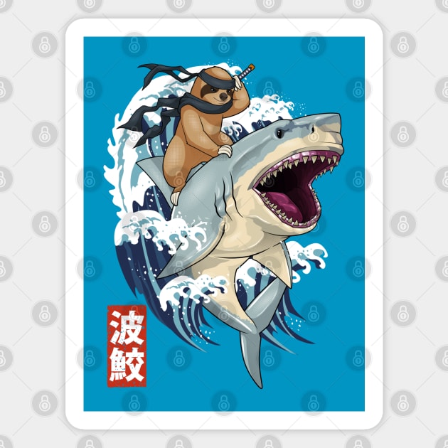 Samurai Sloth on Shark Wave Magnet by GoshWow®